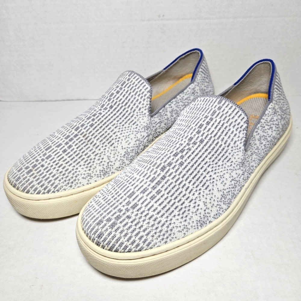 Rothy's Opal Python Sz 8.5 White & Gray Print Slip On Sneakers Retired Tennis